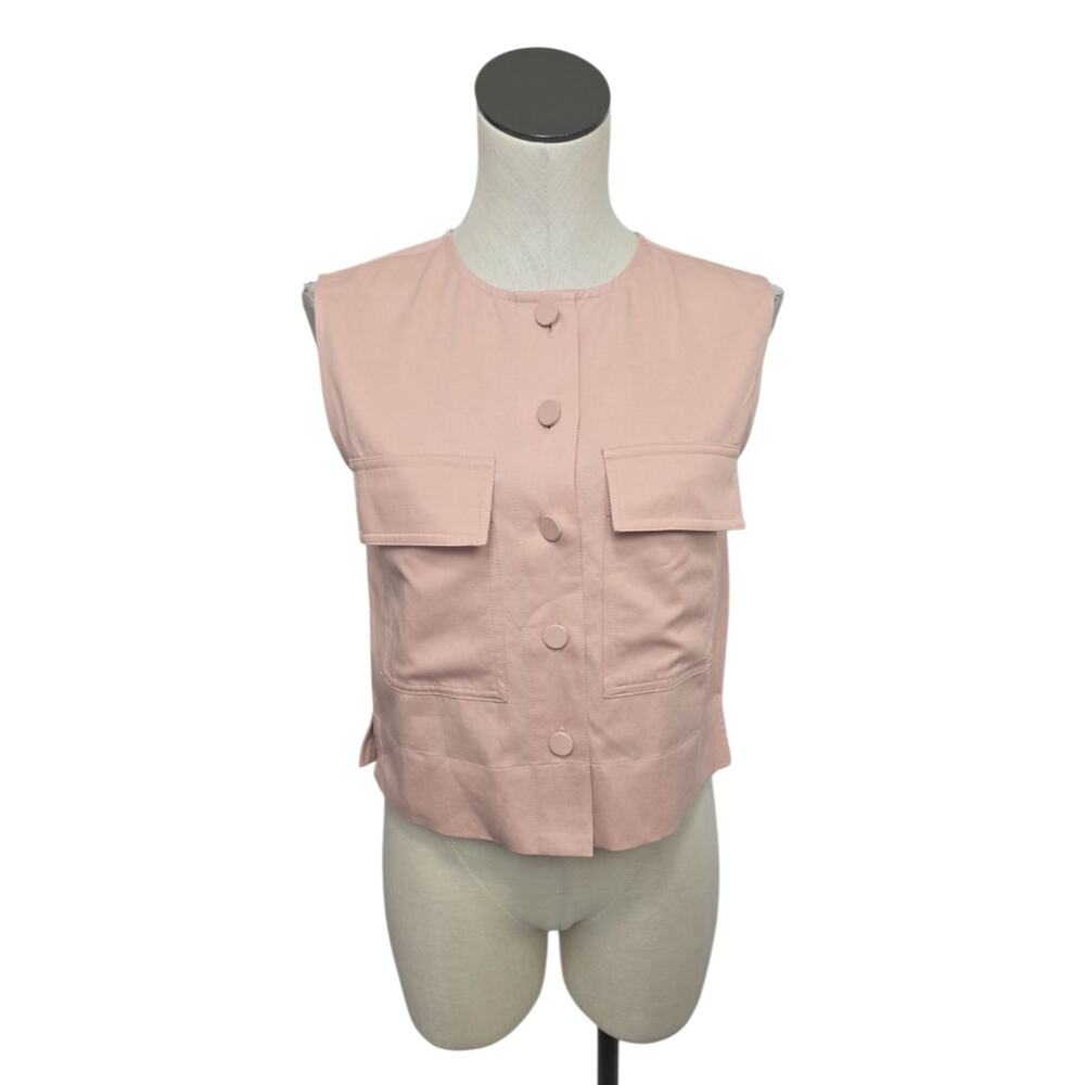 NWT Madewell Crop Crewneck Cargo-Pocket Top Pale Blush Size Large NU465‎ Preppy